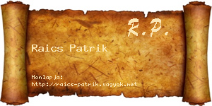 Raics Patrik névjegykártya